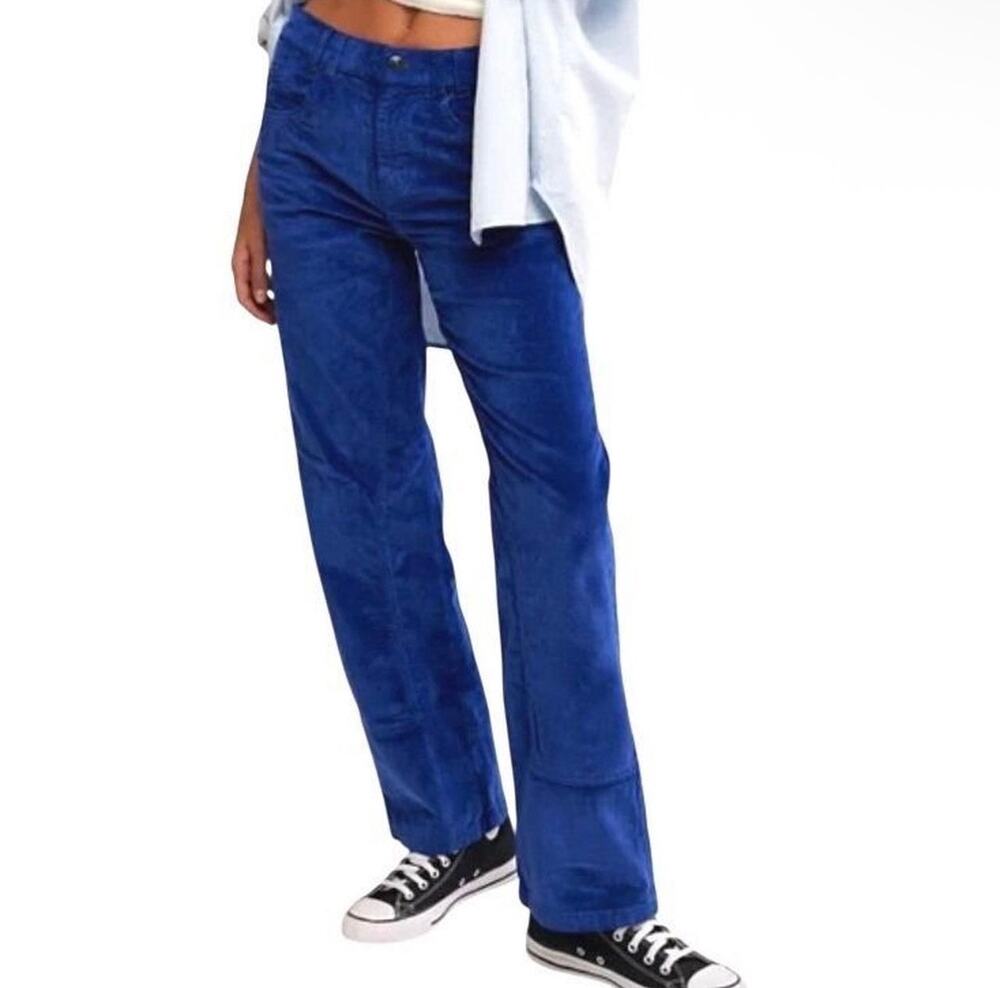 FREE PEOPLE x WE THE FREE Risk Taker Cobalt Blue High Rise Corduroy